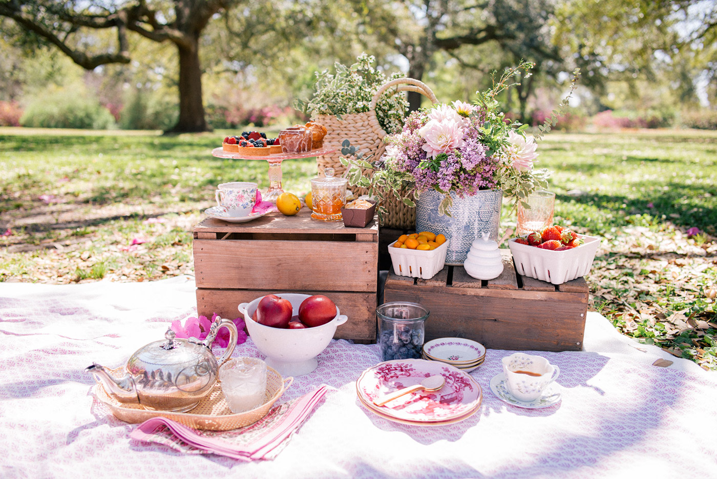 A very British picnic at the garden of Pyrgos Petreza